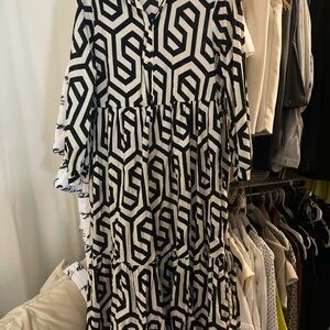Zara Geometric Pattern Midi Dress
